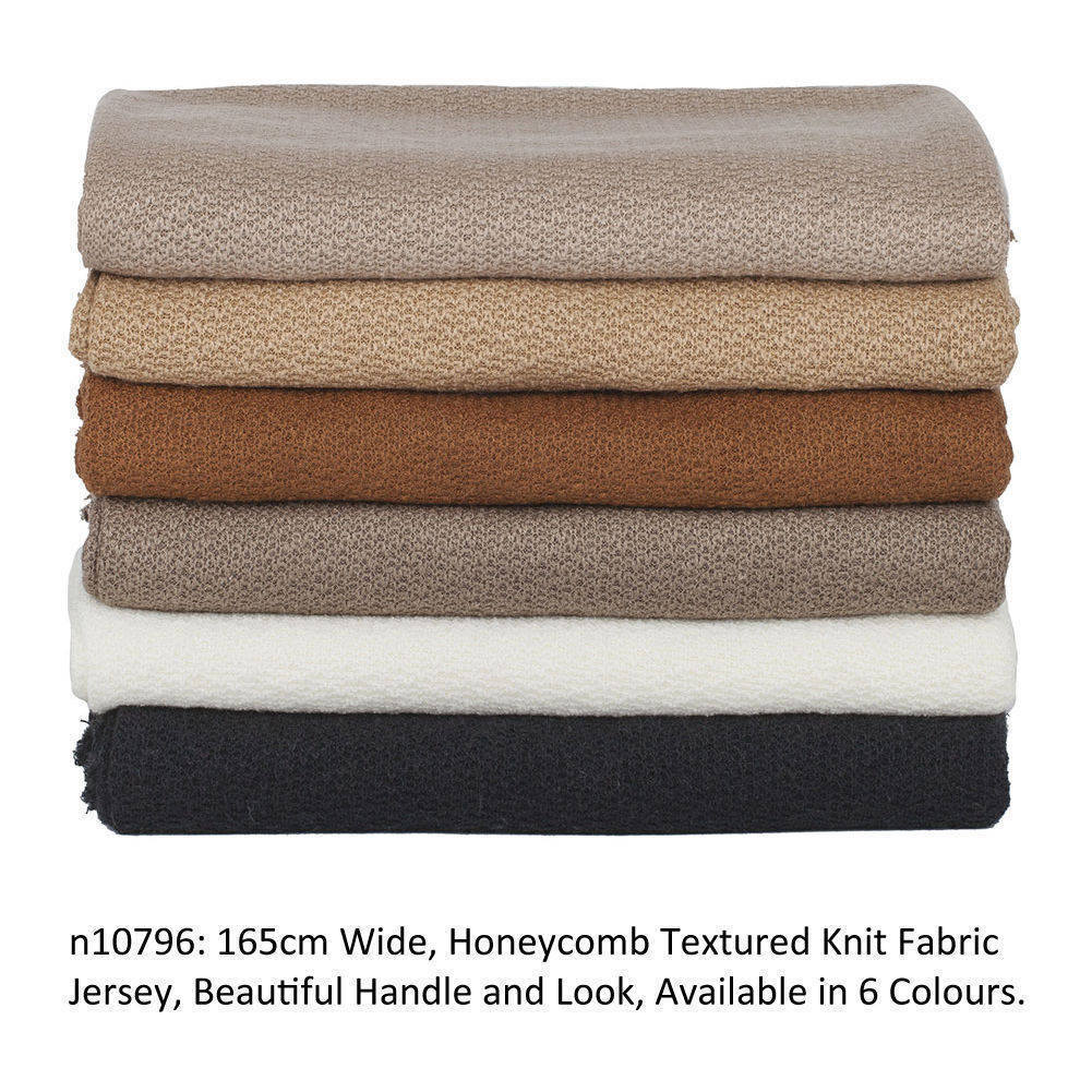 Mocha Brown, 1 Metre, Honeycomb Textured Knit Fabric, Jersey