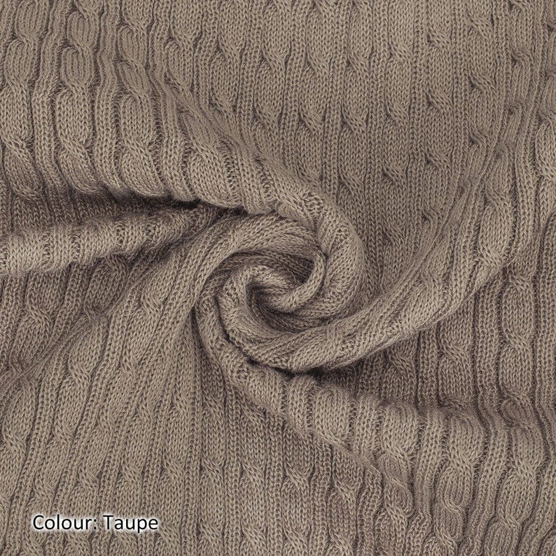 Taupe, Cable Twist Knit Fabric, Selvage Edge, Knitted Sweater Style, Quality Fabric and Material, Neotrims Textiles, Crafts & Sewing image 1