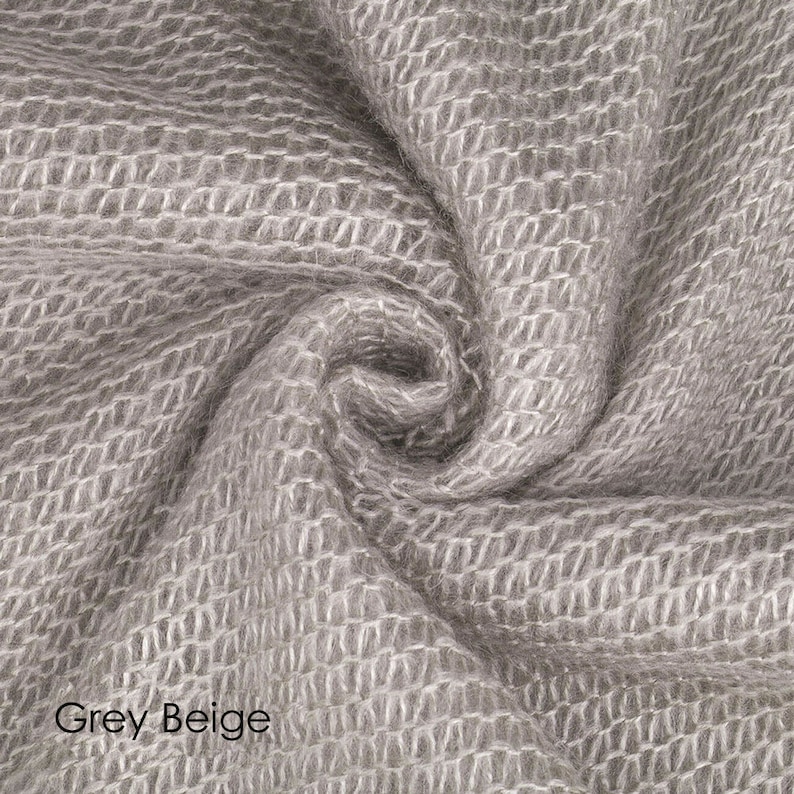 Grey Beige Loose Knit Dress Fabric Faux Mohair Blanket Baby Etsy