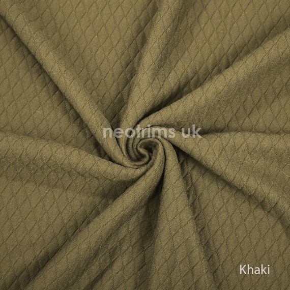 Knit Jersey Fabric Quilt Style Double Layer Knitted, Khaki Olive Green,Harlequin Diamond Pattern. Baby,Insulate,Lining.Soft Handle,Neotrims