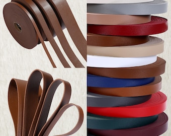 Faux Leather Strap Binding Ribbon Trim Double Sided Thick Trimming Flat Tape Cord in 15 Colors Strong Upholstery Strips 10mm 20mm 30mm 50mm