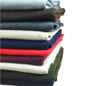 Knit Rib Fabric,Stretch Jersey Material,Neotrims UK,British Knitted Ribbed Cloth in Solid Colours.1 x 1 Plain Rib.100cms Wide,Dressmaking