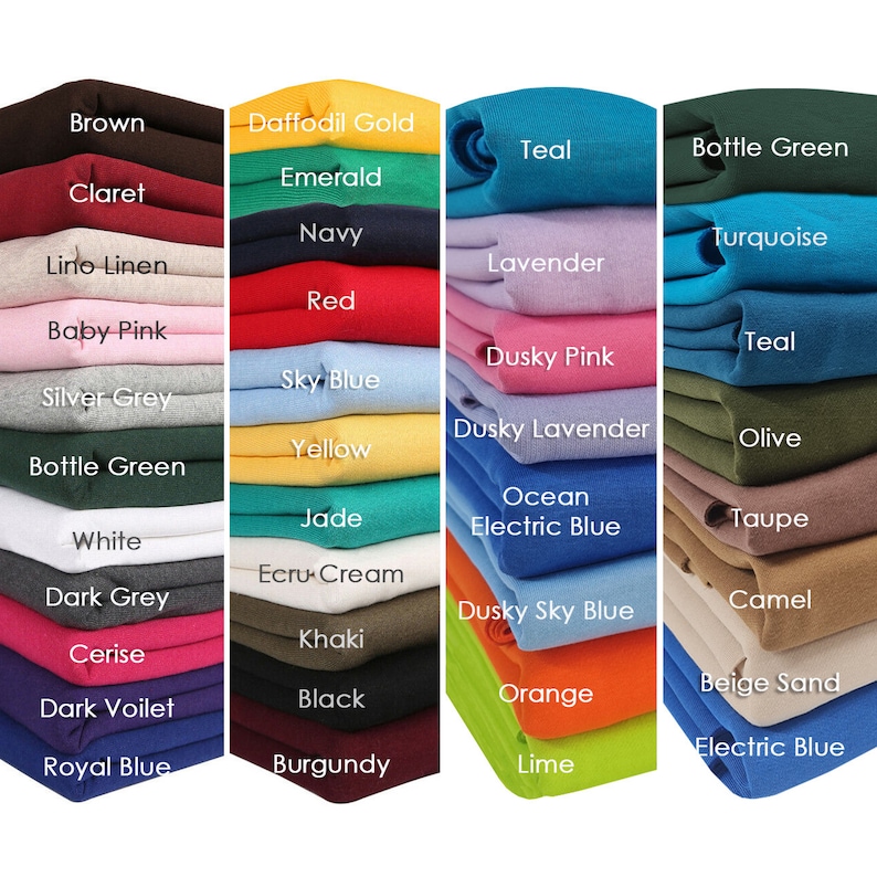 May include: A collection of fabric swatches in various colors, including brown, teal, red, yellow, green, blue, pink, and white. The swatches are arranged in columns, with each column representing a different color family.