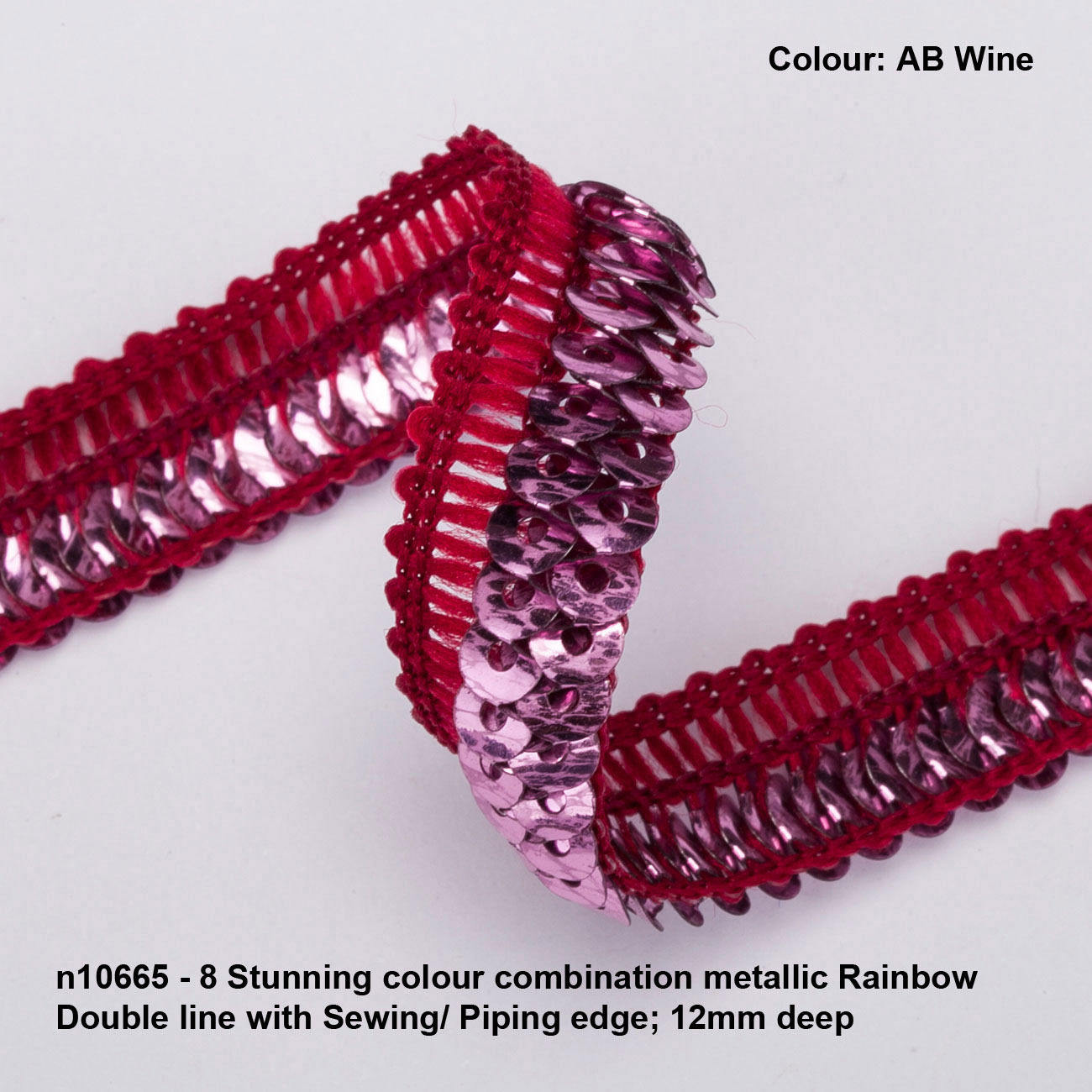 Sequin Ribbon Trimming Border,Insertion Piping & Decoration.Apparel  Dressmaking,Cushions,Edging for Home Décor,Costume.8 Colors,Neotrims UK