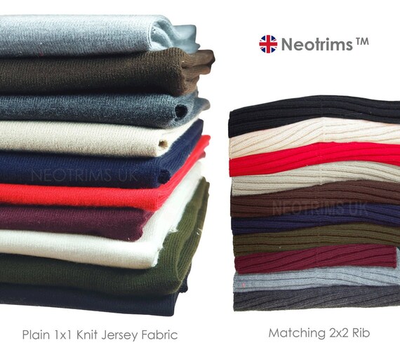 Pacco 5 Pezzi Di Tessuto Jersey A Costine Elasticizzato - Colori Misti 100cm
