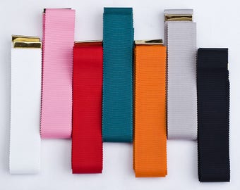 Grosgrain Petersham Ribbon Belt Uniform Apparel with Gold Metal Clip Neotrims UK