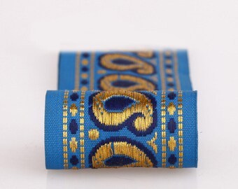Vivid Blue Decorative Indian Paisley Salwar Sari Ribbon, Trimming, Edging, Quality Fabric & Material, Sewing and Craft, Neotrims Textiles