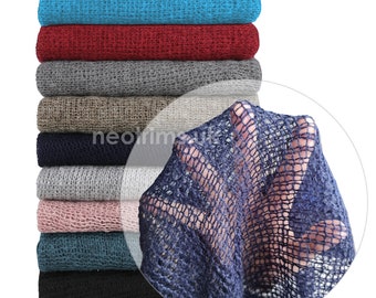 Tejido de punto abierto para vestido, jersey de punto semitransparente Faux Mohair Baby Wrap Mango suave, hilo peludo, peso ultraligero de Neotrims uk