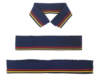 Rib Knit Collar & Cuff Set NAVY,2 Collars + 2 Cuff Strip.Flat Knit Polo Shirt Collar Cuff Trim Garment or Crafts Project,Clearance Price