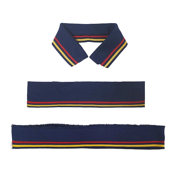 Rib Knit Collar & Cuff Set NAVY,2 Collars + 2 Cuff Strip.Flat Knit Polo Shirt Collar Cuff Trim Garment or Crafts Project,Clearance Price