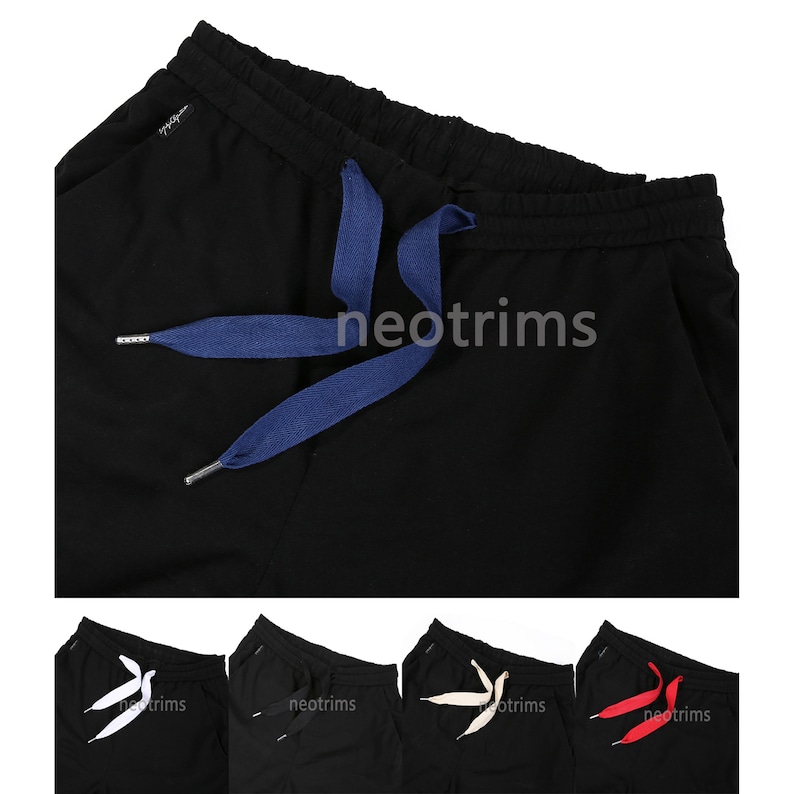 Flat Cotton Drawstring Cord,Hoodie Joggers Drawcord String with Metal Stopper Ends.Herringbone Twill Ribbon 25mm Wide x 120cms Long.Neotrims image 2