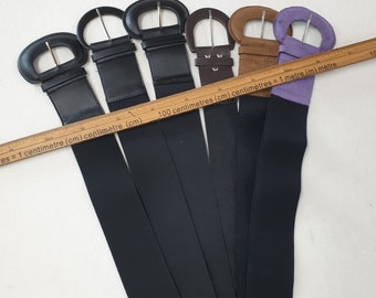 Vintage Stretch Belts 60mm Woven Straps with Faux Leather Belt Buckle.Qt6pcs/5pcs Job Lot,Cut & Sew for Decoration Costumes Crafts Projects