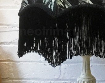 Silky Loop Fringe 10cm 15cm 25cm Long Fringing Trim,Black,White & Two Tone. Chainette Tassel Trim,Soft Drape for Edge Trim,Home Décor