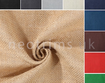 Tela de arpillera de yute teñida, 5 colores, 60 pulgadas de ancho, tela de arpillera extra ancha para tapicería, caminos de mesa, decoración de bodas, natural + 8 colores