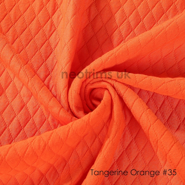 Tangerine Orange, Cotton Feel Diamond Quilt Fabric, Knit Jersey Double Layer Material, Photography Apparel, Sewing/Crafts, Neotrims Textiles