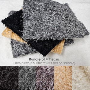 Fur Fabric,Furry Faux Sheep’s Wool Fleece,Fat Squares BUNDLE - 4 pcs per Bundle,50x40cms Fat Squares.Neotrims UK.Mixed Colours for Crafts