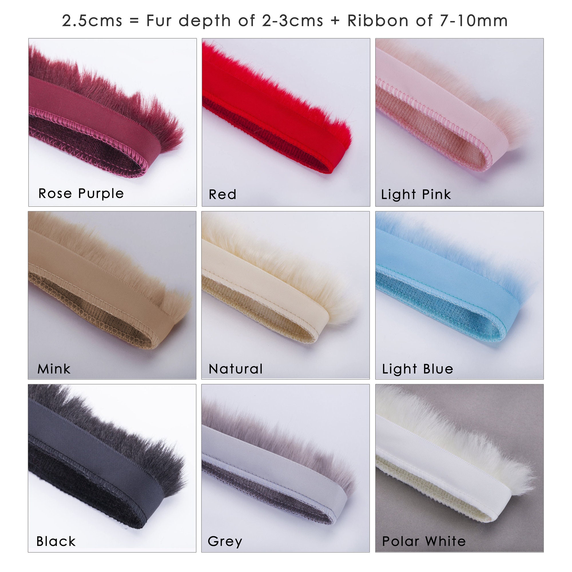 Faux Fur Trimming on Satin Ribbon,furry Edge to Trim Sew Apparel