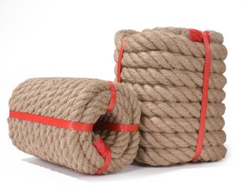 Natural Jute Rope 4 Ply Sisal Hemp,Strong Twisted Hessian Decking Barrier Cord for Garden Crafts & Decorative Use,20mm 30mm thick,Neotrims