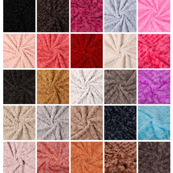 Faux Fur Fabric Rose Swirl Minkee,Imitation Furry Material,Soft Cuddly Insulating.Luxurious Feel - Knitted Back.Home Décor,Crafts. Neotrims