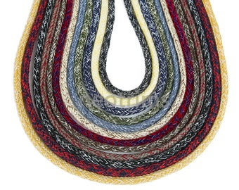 Corda in cotone con coulisse rotonda da 6 mm, effetto mélange bicolore, 12 colori per felpa con cappuccio, con o senza fermaglio color canna di fucile