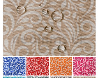Waterproof Canvas Fabric Heavy Duty Floral Vine Pattern,Seamless Decortaive Design,Thick Outdoor Material by Neotrims. Sample 10x10cm