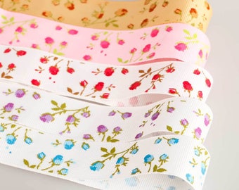 Cinta con estampado de rosas, grogrén Petersham, adorno para tartas, cortada a medida, tela y material de calidad, costura y manualidades, textiles Neotrims, económicos