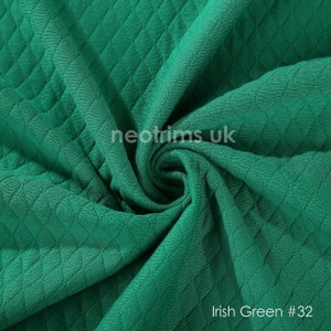 Irish Green, Cotton Feel Diamond Quilt Fabric, Knit Jersey Double Layer Material, Photography Apparel, Sewing/Crafts, Neotrims Textiles