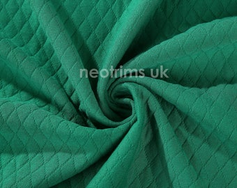 Irish Green, Cotton Feel Diamond Quilt Fabric, Knit Jersey Double Layer Material, Photography Apparel, Sewing/Crafts, Neotrims Textiles