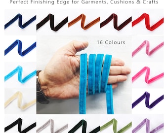 Velvet Piping Cord Trim, Upholstery & Cushion Edge Trim, Decorative Sewing Trim for Curtains, Dressmaking, Home Décor, 16 Colours, 15mm Wide