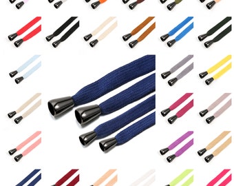 Sudadera con capucha con cordón ajustable y extremos de metal GUNMETAL. Cordón de algodón 100 %, ancho de 10/15 mm. Cordón de repuesto para sudadera con capucha. 26 colores