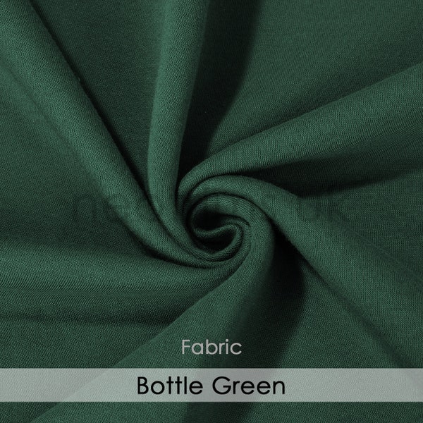 Tissu de sweat-shirt vert, bouteille sombre Jersey polaire stretch tricot sweats à capuche tissu, poids moyen en gros, 200cm de large, 35 couleurs, Neotrims UK