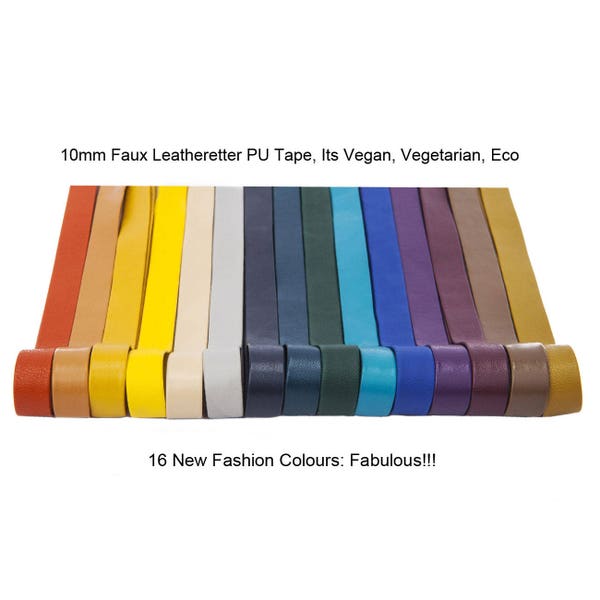 PU Faux Imitation Leatherette Tape, Trimming, Ribbon, 16 Fashion Colours, Quality Fabric & Material, Sewing and Crafts, Neotrims Textiles