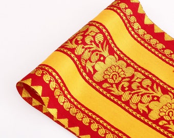 15.5cm Wide Floral Indian Ribbon, Satin Border, Saree Salwar Sari Trimming, Quality Fabric & Material, Sewing and Crafts, Neotrims Textiles