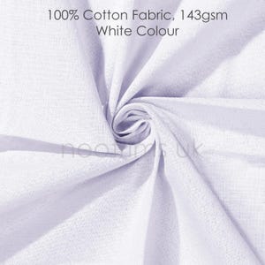 Tela Calicó 100% Algodón Sin Teñir, Color Crema Natural, También Blanco y Negro, Bordado Suave Superior, Material de Lona Ligero, 145 g/m², 60" de Ancho White