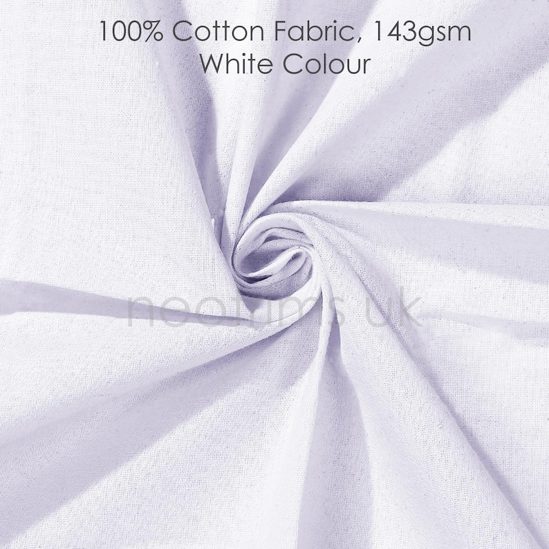 Tela Calicó 100% Algodón Sin Teñir, Color Crema Natural, También Blanco y Negro, Bordado Suave Superior, Material de Lona Ligero, 145 g/m², 60" de Ancho White