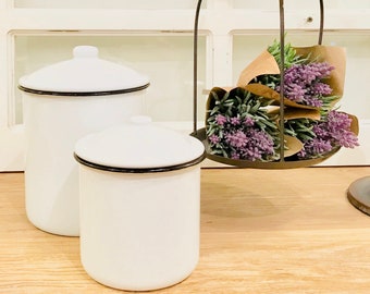 Enameled Round Canisters