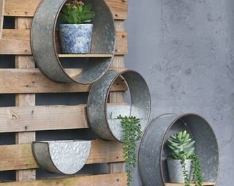 Round Wall Planters, Mounted Planters, Metal Circular Planters, Indoor/ Outdoor Planter