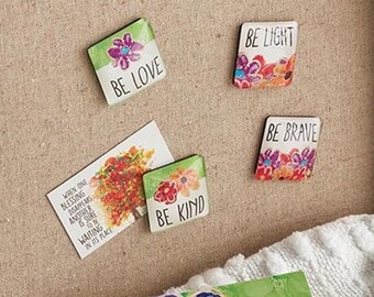 Encourage - Four Piece Magnet Boxed Gift Set, Matching Magnet Set, Fridge Magnets, Locker Magnets, Office Magnets, Small Gift Idea