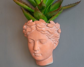 Laurel Visage Bust Planter, Face Flower Pot, Grecian Bust, Outdoor Gardening Pot, Concrete Hanging Planter, Home Decor, Garden Decoration