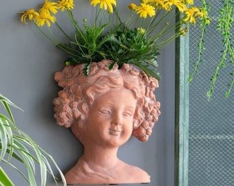 Spring Visage Bust Planter, Face Flower Pot, Grecian Bust, Outdoor Gardening Pot, Concrete Hanging Planter, Home Decor, Garden Decoration