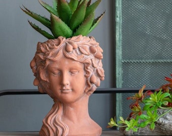 Classical Visage Bust Planter, Face Flower Pot, Grecian Bust, Outdoor Gardening Pot, Concrete Planter, Home Decor, Garden Decoration, Statue