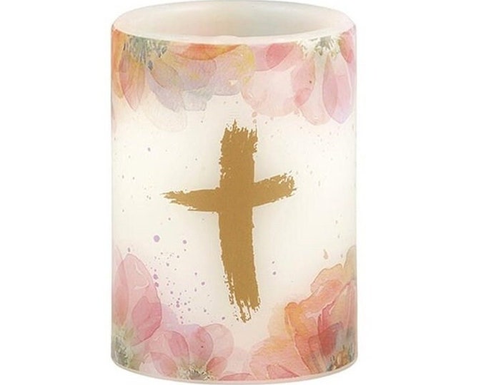 Gold Cross - Small 3x4in - LED Flameless Candle