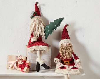 Santa Dolls, Santa, Fabric Santa Doll, Santa Doll with Tree, Santa Doll with JOY