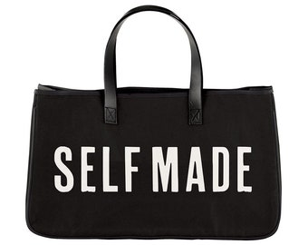 Self Made - Canvas Tote Bag, Travel Tote, Weekender Bag, On The Go Tote, Carry-On Bag, Shoulder Bag