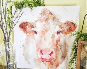 Farmhouse Cow Canvas