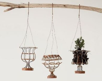 Distressed Mini Hanging Urn