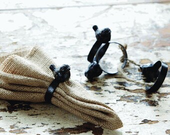 Set of 4 - Cast Iron Bird Napkin Rings