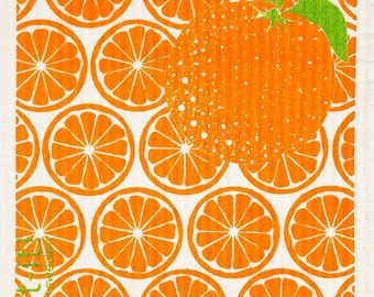 Oranges - Swedish Cloth, Sponge, Ecofriendly Dishcloth, Reusable Paper Towel