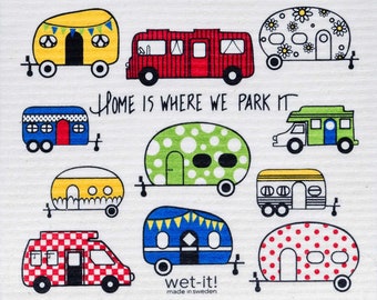 Home Is Where You Park It - Swedish Cloth, Sponge, Ecofriendly Dishcloth, Reusable Paper Towel