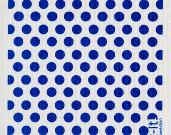 Blue Polka Dots - Swedish Cloth, Sponge, Ecofriendly Dishcloth, Reusable Paper Towel